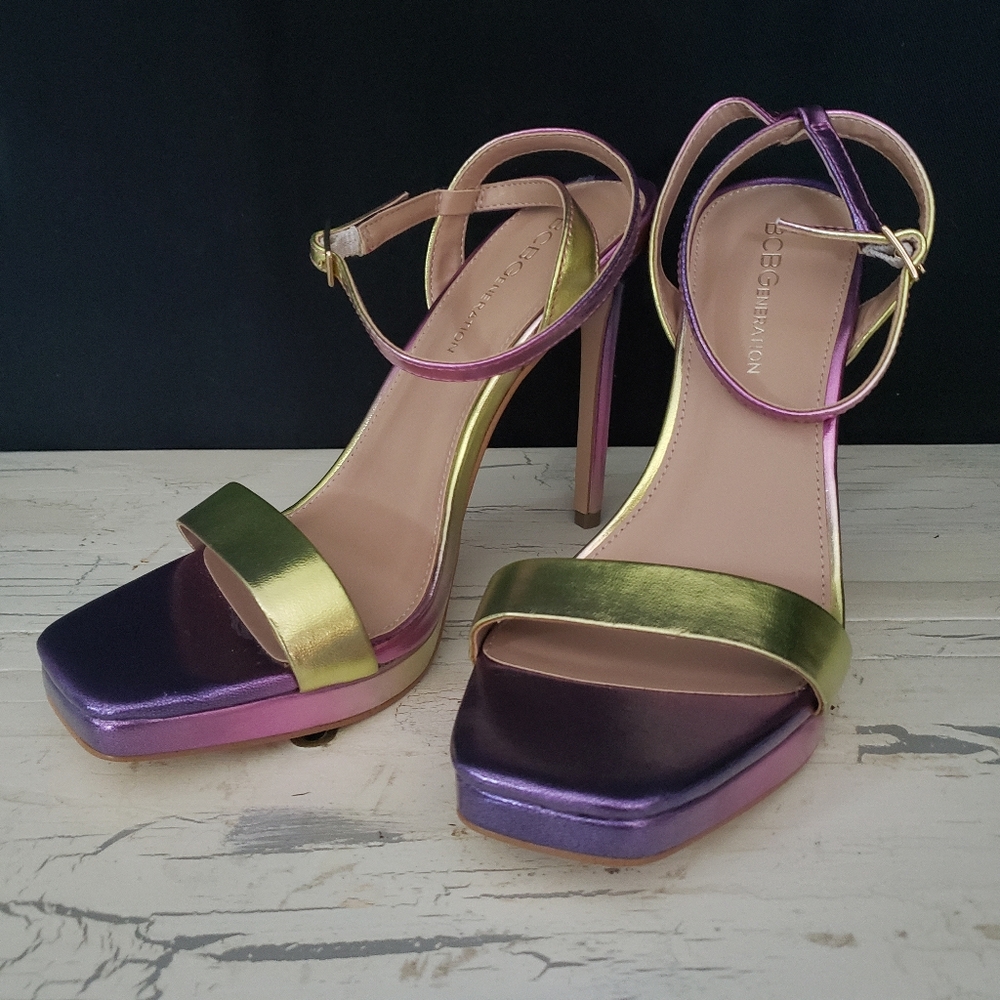 BCBGeneration 'Cadence' Rainbow Metallic Heels - Women's size 7